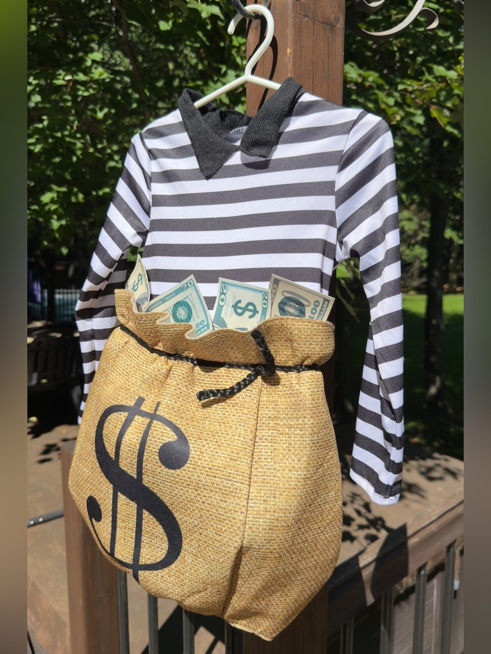 💰 Baby Bank Robber Money Bag Halloween Costume Black White | 6-9 Months - Picture 5 of 7